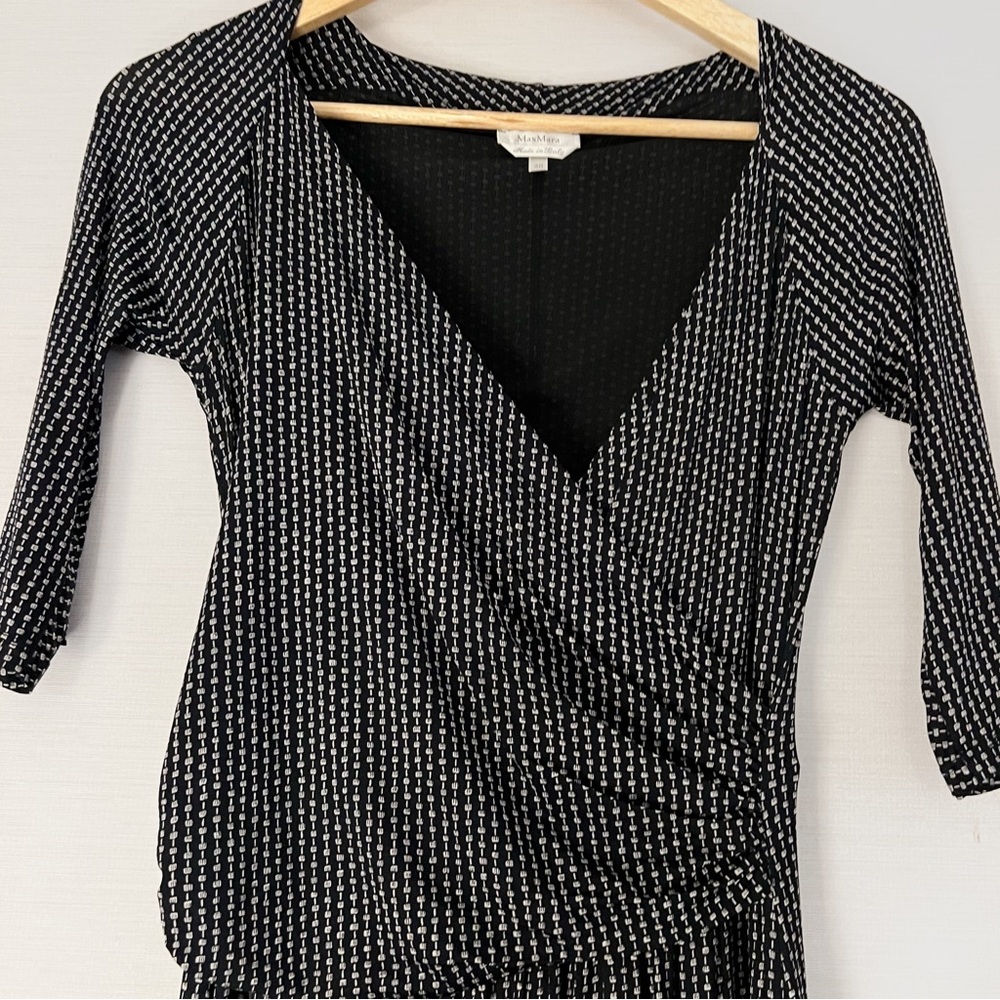 Max Mara Y2K Faux Wrap Abito Dress Vintage Dark Fairy Quiet Luxury Style Sz 40 - Picture 2 of 6
